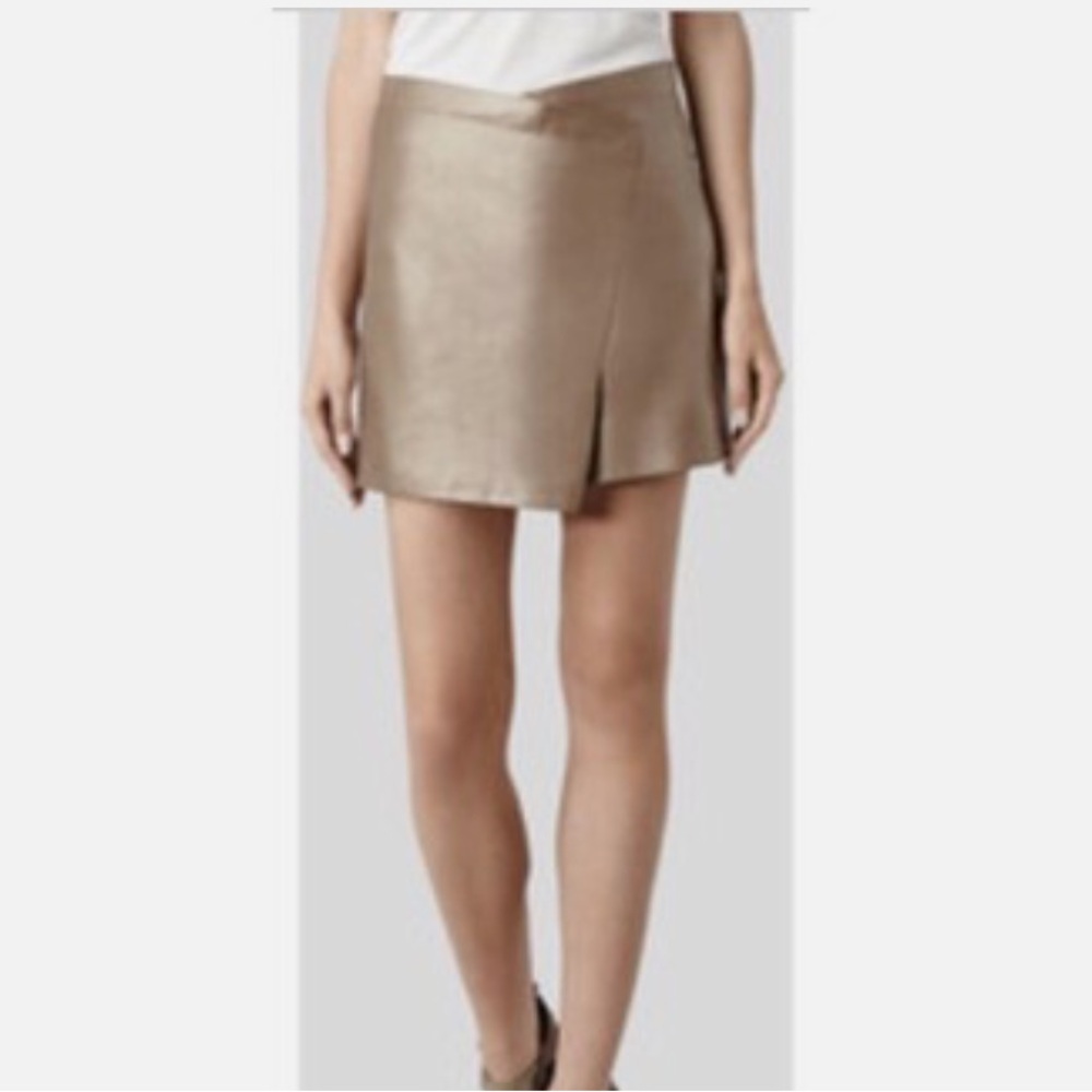 AllSaints Metallic Bronze Mini Skirt